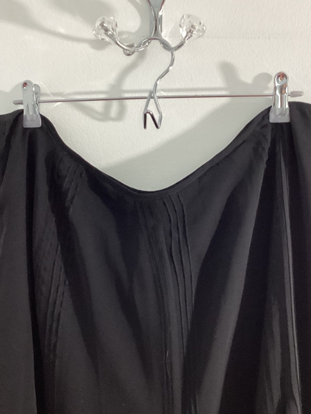 Y2K LAUREN by RALPH LAUREN WOMAN PLUS 18W BLACK 100% SILK MIDI GOUDE SKIRT - Picture 3 of 10